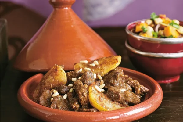 Large Beef tagine with prunes, egg and sesame