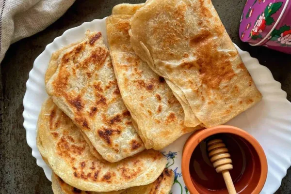 Msemen with Honey and Cheese